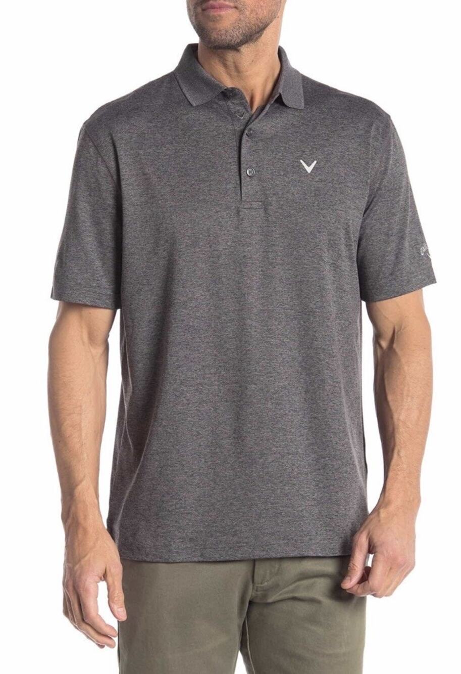 Callaway Opti-Dri Heathered Golf Polo Shirt Mens Large Gray Performance
